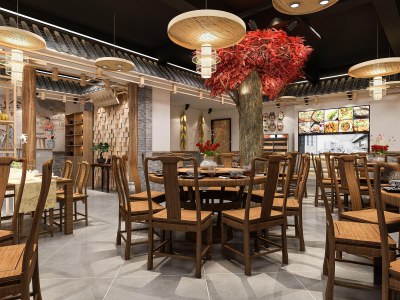 中式餐厅3D模型下载